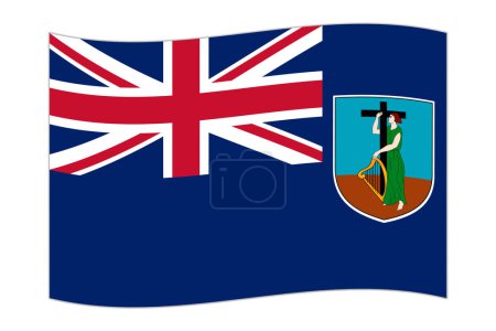 Waving flag of the country Montserrat. Vector illustration.
