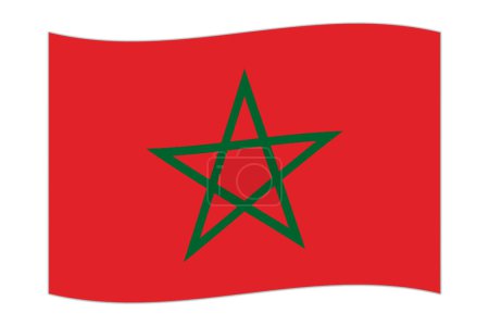 Waving flag of the country Morocco. Vector illustration.