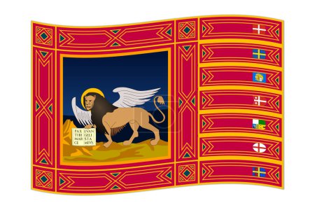 Bandera de Véneto, división administrativa de Italia. Ilustración vectorial.