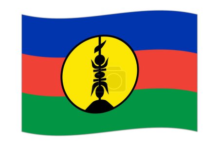 Ilustración de Waving flag of the country New Caledonia. Vector illustration. - Imagen libre de derechos