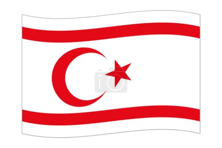 Waving flag of the country Northern Cyprus. Vector illustration.