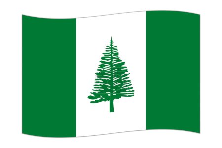 Waving flag of the country Norfolk Island. Vector illustration.