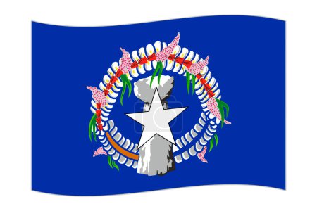 Waving flag of the country Northern Mariana Islands. Vector illustration.