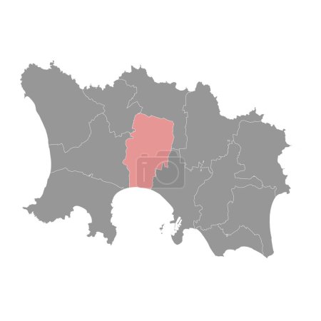 Carte des paroisses du Saint-Laurent, division administrative de Jersey. Illustration vectorielle.