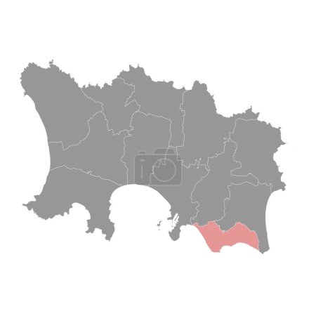 Carte des paroisses de St Clément, division administrative de Jersey. Illustration vectorielle.