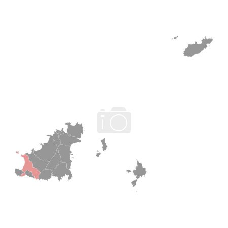 Karte der Pfarreien Sankt Peter, Verwaltungsbezirk von Guernsey. Vektorillustration.