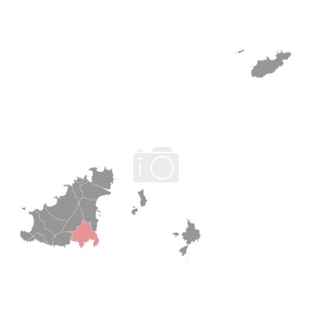 San Martín mapa parroquias, división administrativa de Guernsey. Ilustración vectorial.