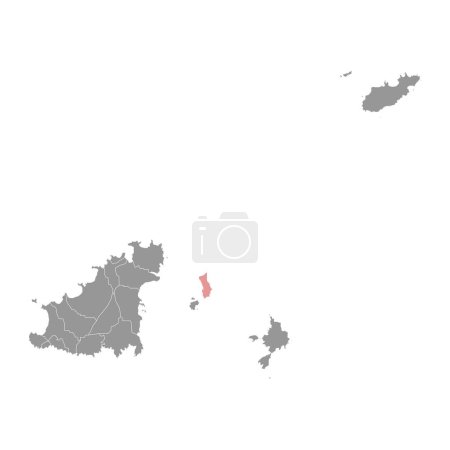 Mapa de Herm, parte del Bailío de Guernsey. Ilustración vectorial.