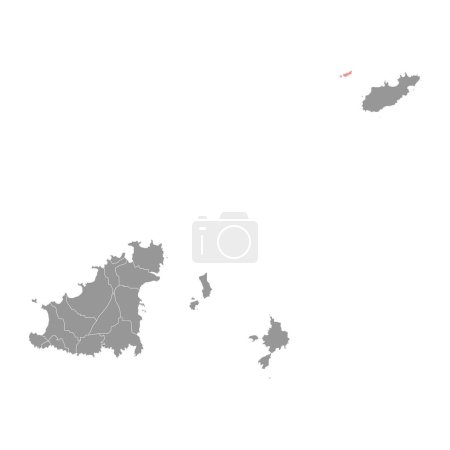 Mapa de Burhou, parte del Bailío de Guernsey. Ilustración vectorial.