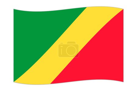 Ilustración de Waving flag of the country Republic of the Congo. Vector illustration. - Imagen libre de derechos