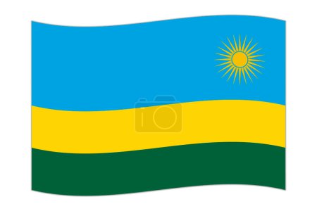 Waving flag of the country Rwanda. Vector illustration.