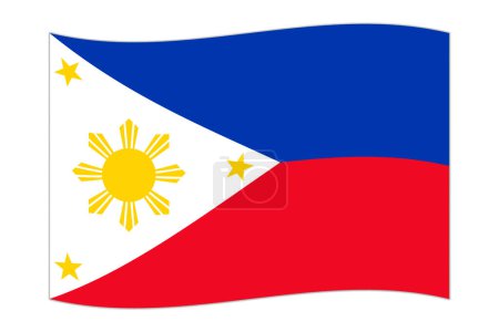 Waving flag of the country Philippines. Vector illustration.