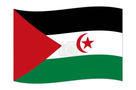 Waving flag of the country Sahrawi Arab Democratic Republic. Vector illustration.