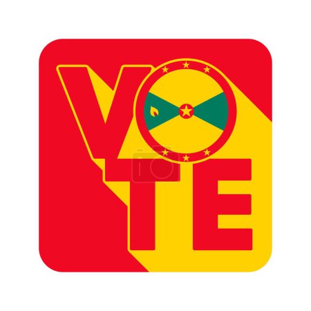 Illustration for Vote sign, postcard, poster. Grenada flag. Vector illustration. - Royalty Free Image