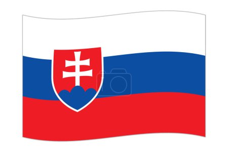 Waving flag of the country Slovakia. Vector illustration.