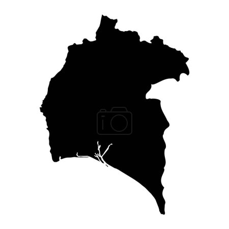 Map of the Province of a Huelva, administrative division of Spain. Vector illustration.