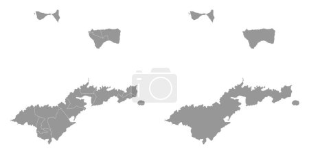 Samoa Americana mapa con divisiones administrativas. Ilustración vectorial.