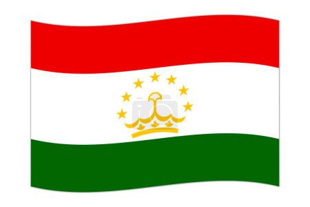 Waving flag of the country Tajikistan. Vector illustration.