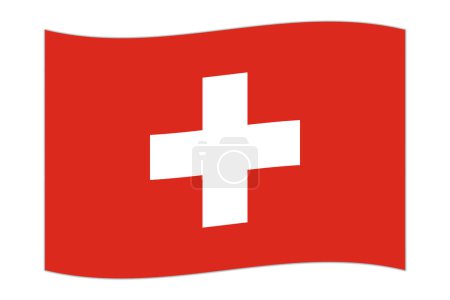 Waving flag of the country Switzerland. Vector illustration.