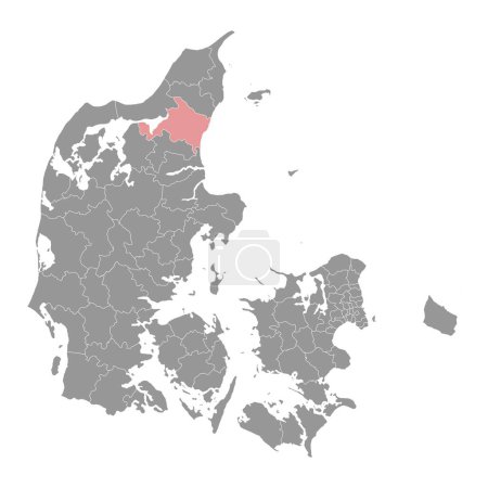 Carte de la municipalité d'Aalborg, division administrative du Danemark. Illustration vectorielle.