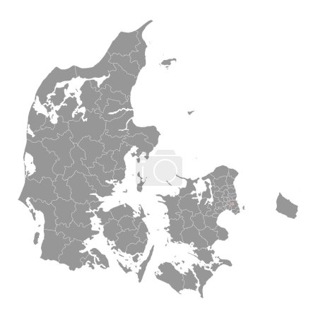 Carte de la municipalité de Frederiksberg, division administrative du Danemark. Illustration vectorielle.