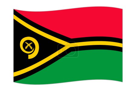 Waving flag of the country Vanuatu. Vector illustration.
