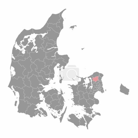 Téléchargez les illustrations : Carte de la municipalité de Hillerod, division administrative du Danemark. Illustration vectorielle. - en licence libre de droit