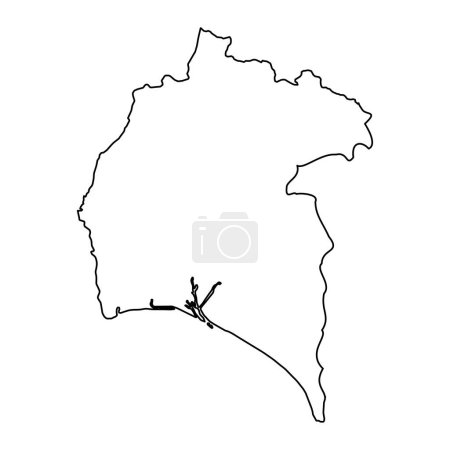 Map of the Province of a Huelva, administrative division of Spain. Vector illustration.