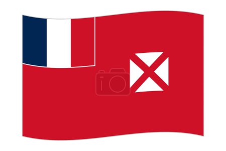 Waving flag of the country Wallis and Futuna. Vector illustration.