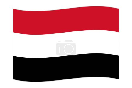 Waving flag of the country Yemen. Vector illustration.