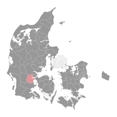 Stadtplan von Kolding, Verwaltungseinheit von Dänemark. Vektorillustration.
