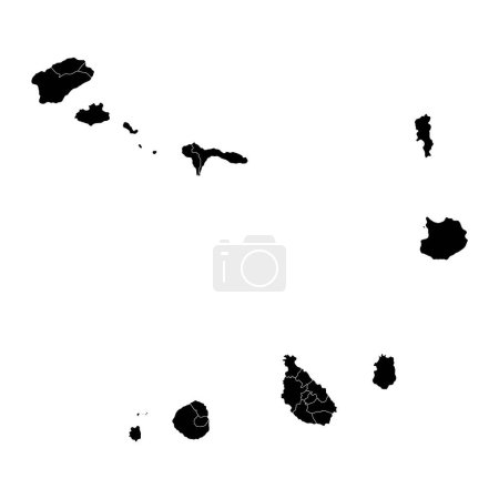 Téléchargez les illustrations : Carte du Cap Vert avec divisions administratives. Illustration vectorielle. - en licence libre de droit