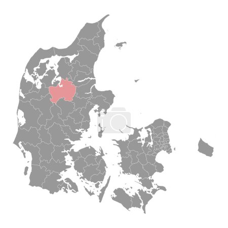 Viborg Mapa del municipio, división administrativa de Dinamarca. Ilustración vectorial.