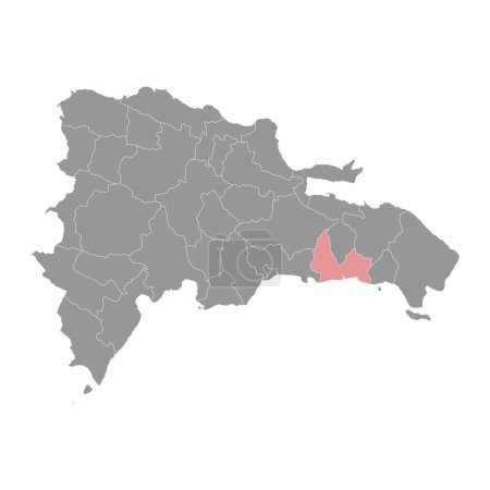 Carte de la province de San Pedro de Macoris, division administrative de la République dominicaine. Illustration vectorielle.