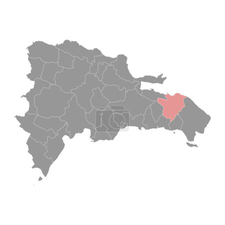 Mapa de El Seibo provincia, división administrativa de República Dominicana. Ilustración vectorial.