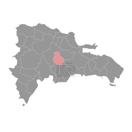 Karte der Provinz Monsenor Nouel, Verwaltungseinheit der Dominikanischen Republik. Vektorillustration.