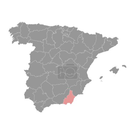 Carte de la province d'Almeria, division administrative de l'Espagne. Illustration vectorielle.