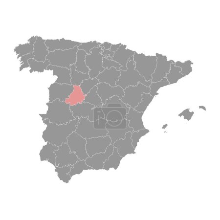 Map of the Province of a Avila, administrative division of Spain. Vector illustration.