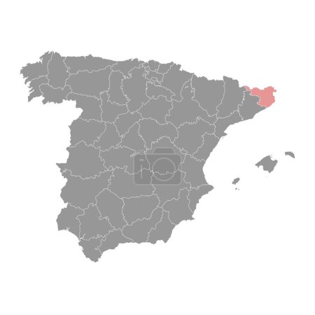 Map of the Province of a Girona, administrative division of Spain. Vector illustration.