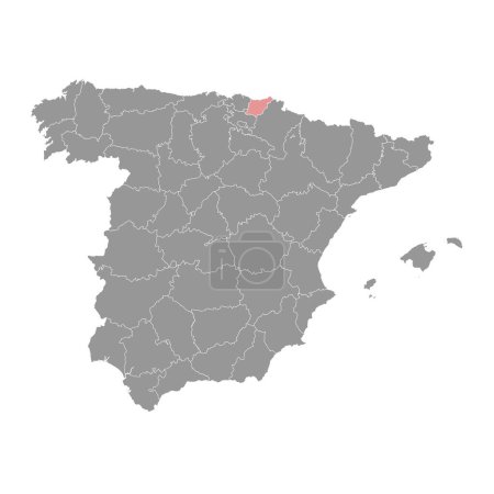 Carte de la province du Gipuzkoa, division administrative de l'Espagne. Illustration vectorielle.