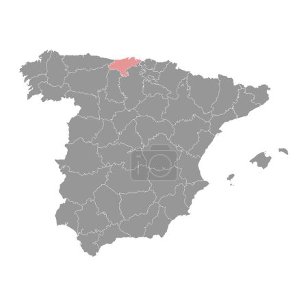 Carte de la Province de Cantabrie, division administrative de l'Espagne. Illustration vectorielle.