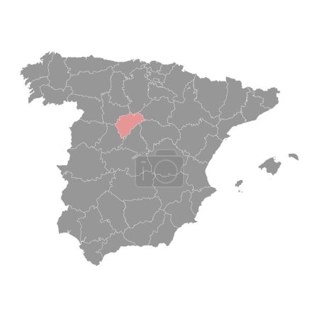 Mapa de la Provincia de Segovia, división administrativa de España. Ilustración vectorial.