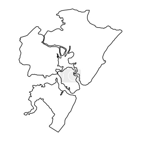 Karte des Bezirks Mombasa, Verwaltungsbezirk von Kenia. Vektorillustration.