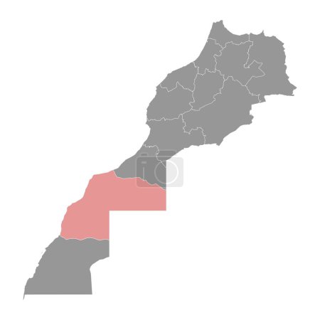Laayoune Sakia El Hamra mapa, división administrativa de Marruecos. Ilustración vectorial.
