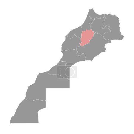 Beni Mellal Khenifra map, administrative division of Morocco. Vector illustration.