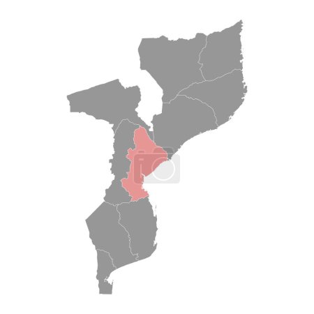Carte de la province de Sofala, division administrative du Mozambique. Illustration vectorielle.
