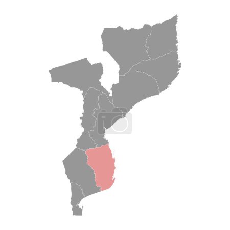 Inhambane Mapa de la provincia, división administrativa de Mozambique. Ilustración vectorial.