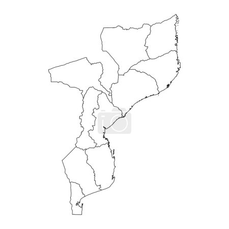 Carte du Mozambique avec divisions administratives. Illustration vectorielle.