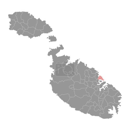 Carte du district de Sliema, division administrative de Malte. Illustration vectorielle.