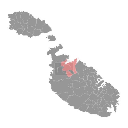 Carte du district de St Pauls Bay, division administrative de Malte. Illustration vectorielle.